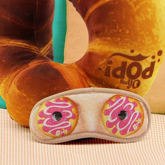 Croissant neck pillow and sleep mask