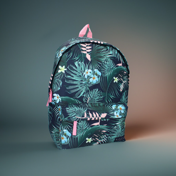 Backpack Dark Green Tropical "Be Great"