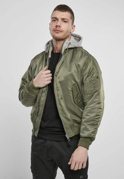 Hooded MA1 Bomber Jacke Herren Wasserabweisend Kapuze