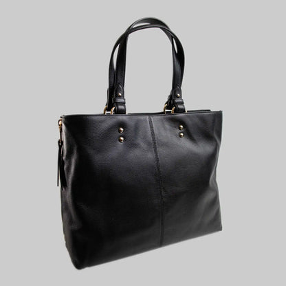 Damen Leder Shopper in Schwarz