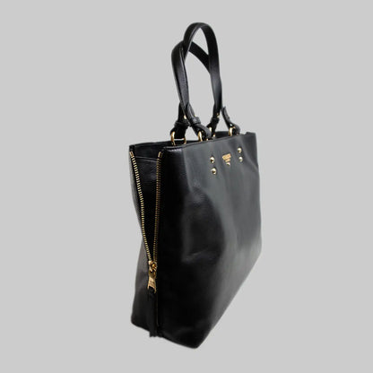 Damen Leder Shopper in Schwarz