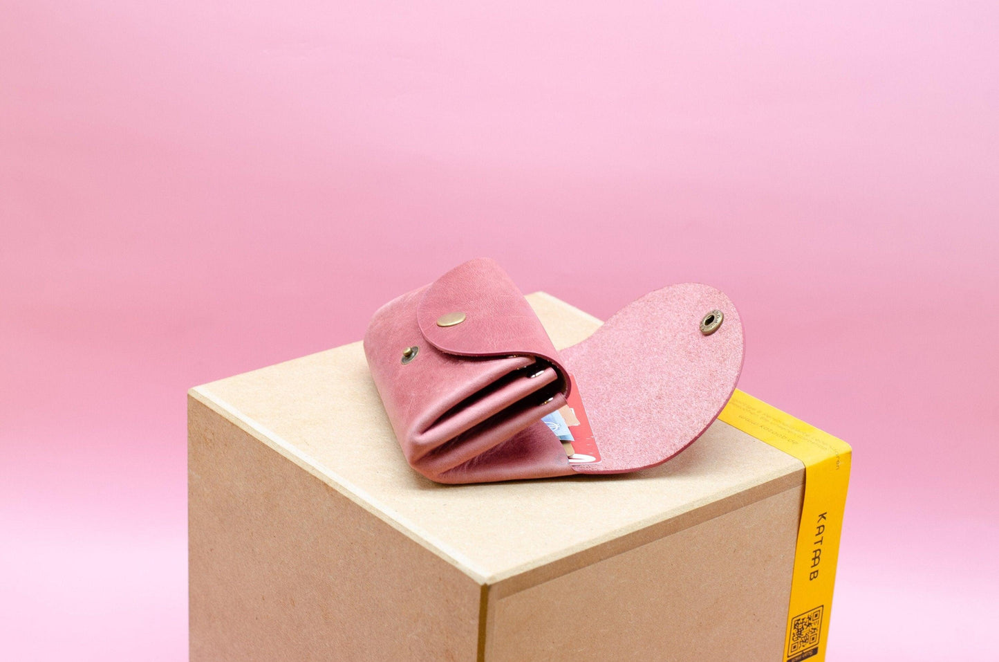 Minimalistisches Portemonnaie Frauen Altrosa Klein Damen