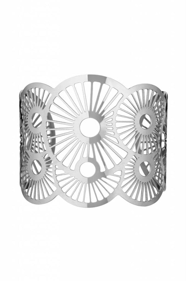Torrente Statement-Armreif Silber - Edelstahl mit klaren Steinen 16cm