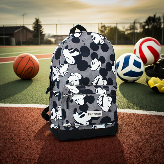 Disney Mickey Mouse So Real Adventure rugzak, polyester, grijs - zwart-wit print, 28x45x13cm