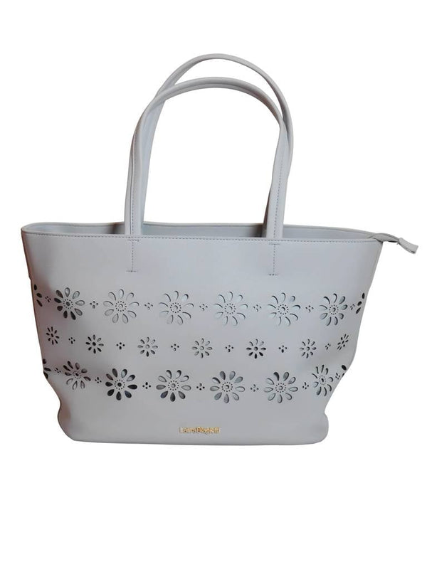 Women's ShopperGrey PU Floral Perforated Pattern