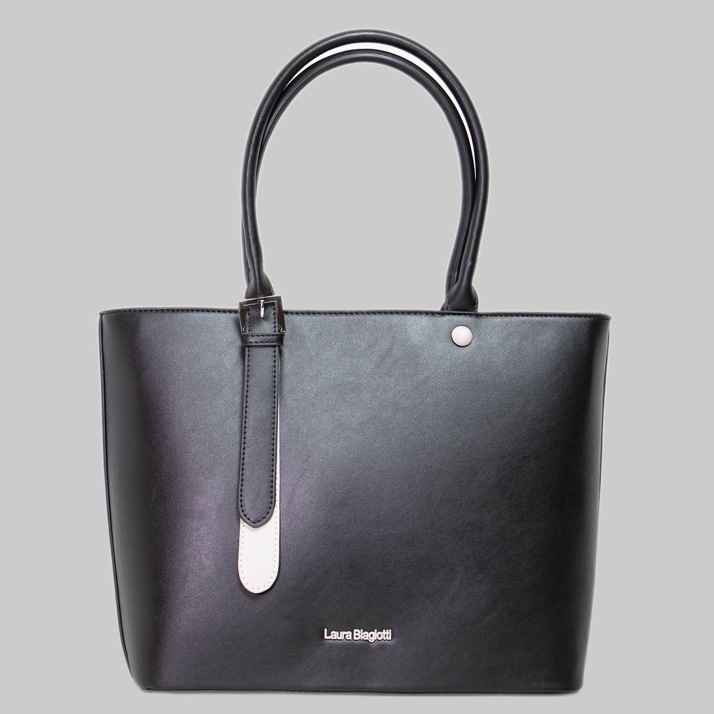 Damen Handtasche in Schwarz mit dekorativen Knopf