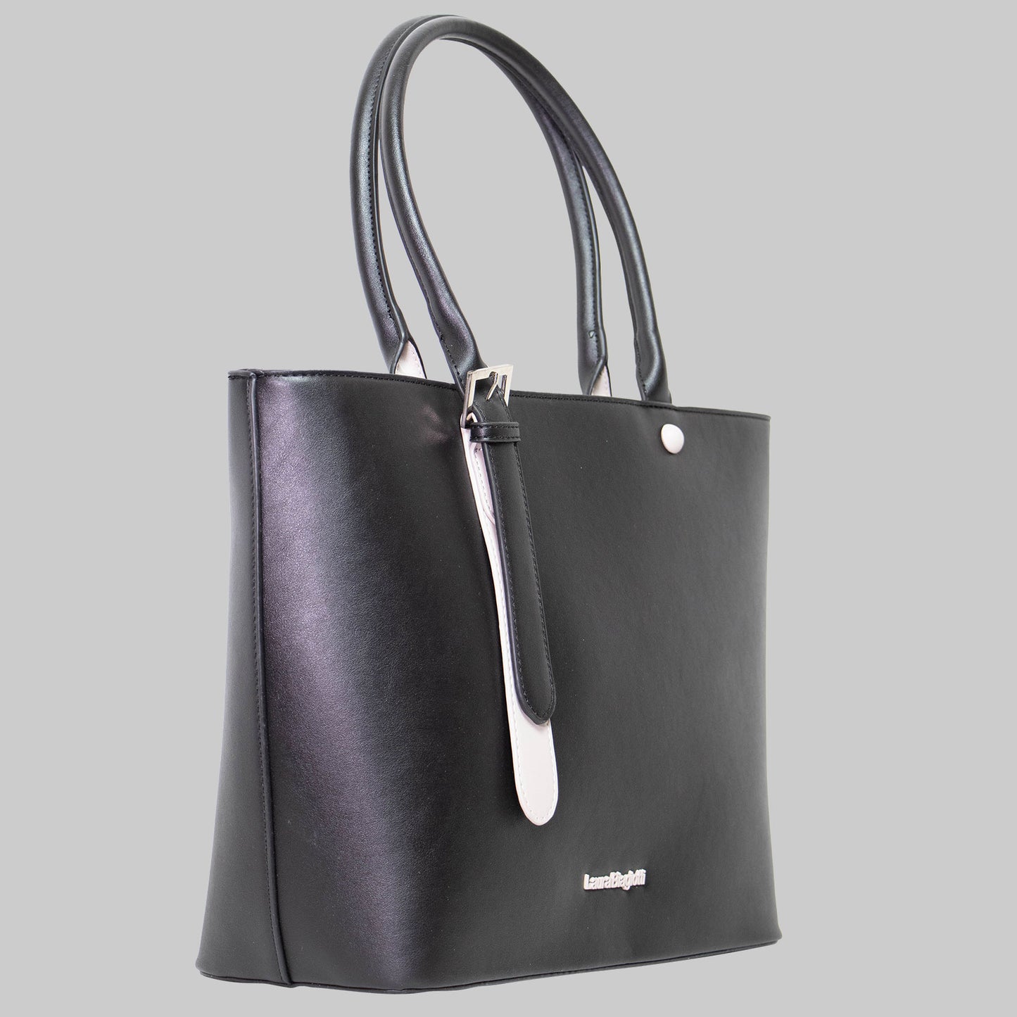 Damen Handtasche in Schwarz mit dekorativen Knopf