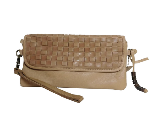 Exclusieve elegantie: leren schoudertas voor dames met gevlochten design