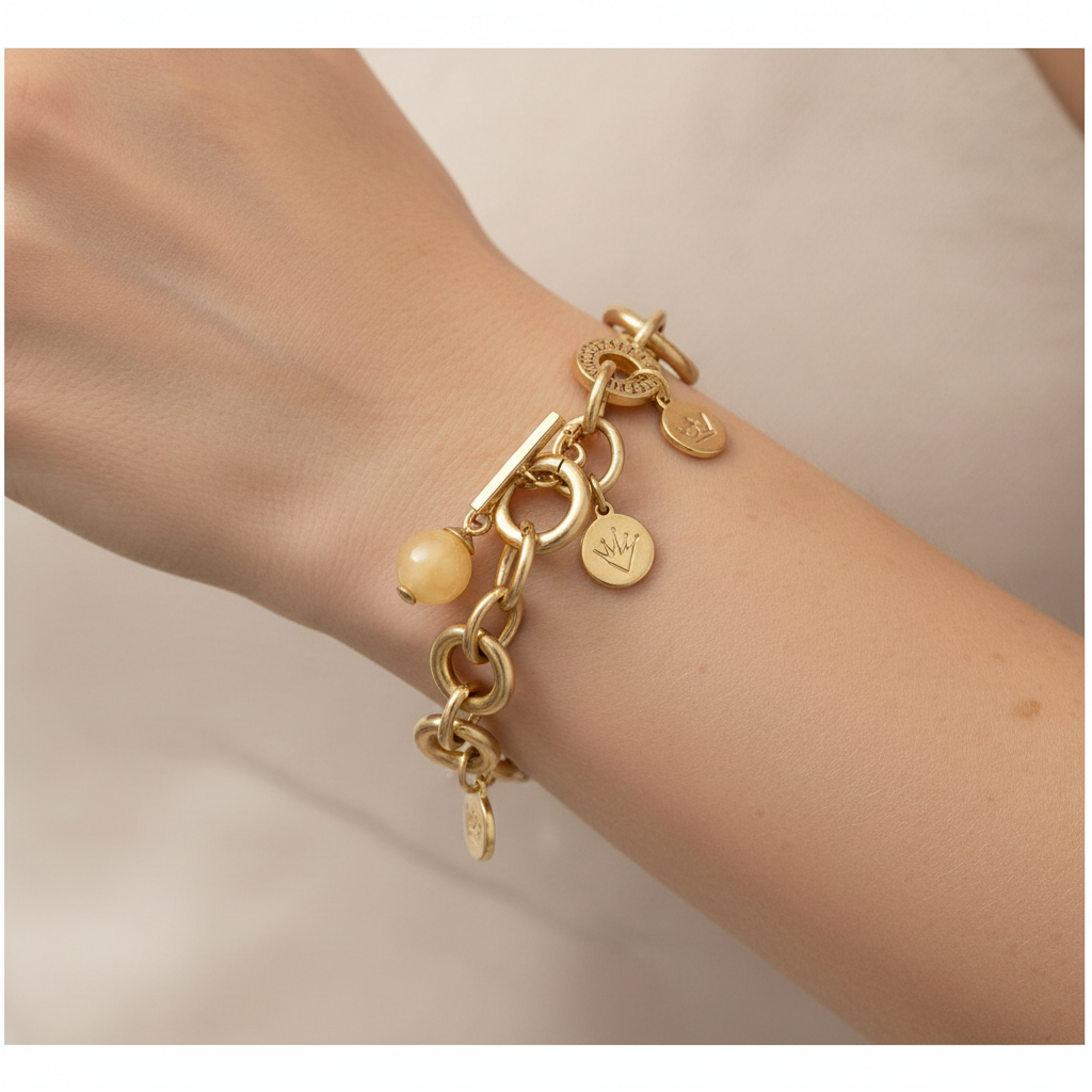 Stralende elegantie: damesarmband met gele steen