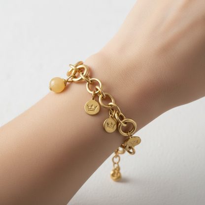 Stralende elegantie: damesarmband met gele steen