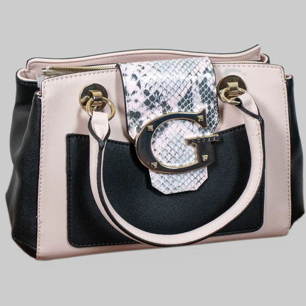 Camila Handtasche Schwarz-Rosa Python-Optik