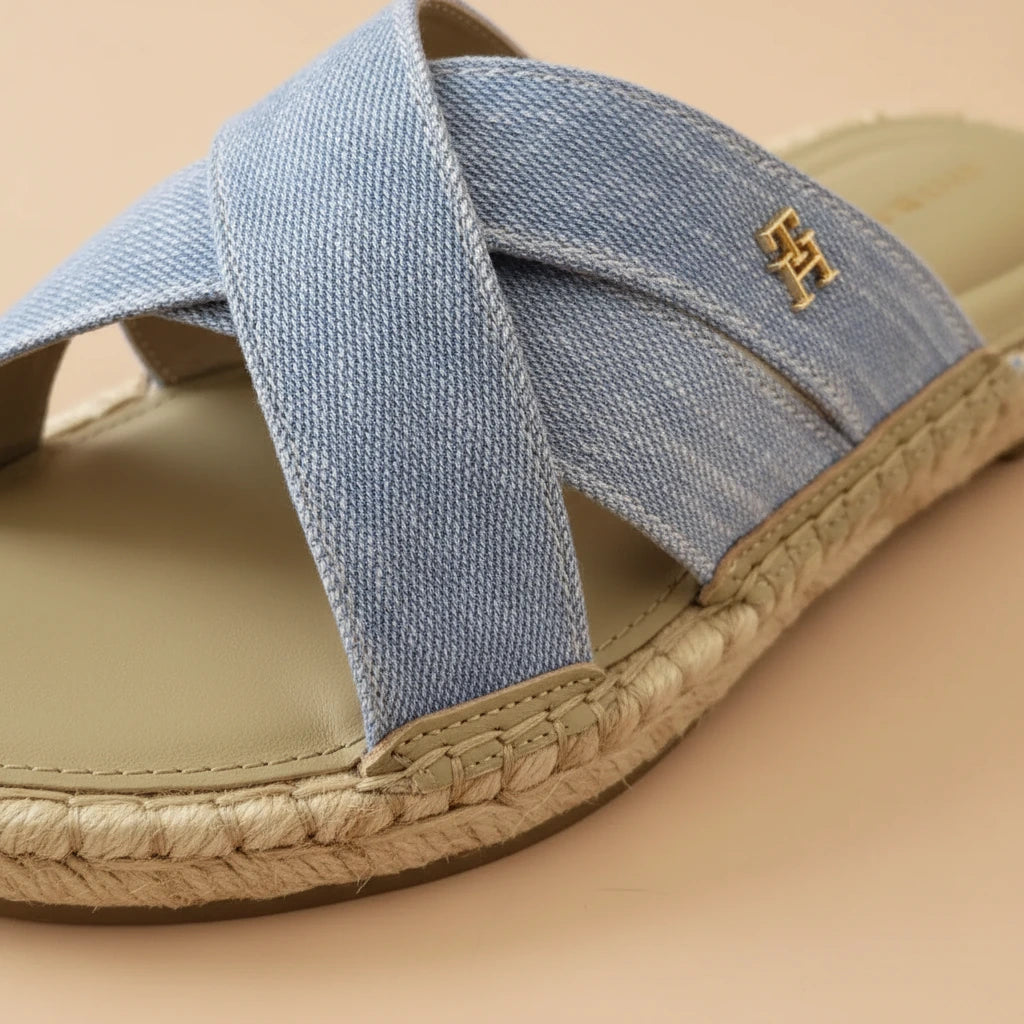 Tommy Hilfiger Chambray Espadrille Mule Hellblau