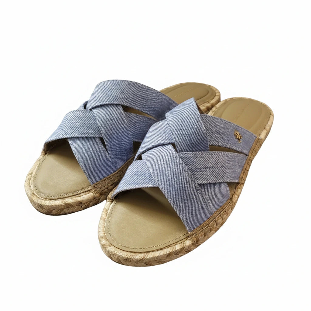 Tommy Hilfiger Chambray Espadrille Mule Hellblau