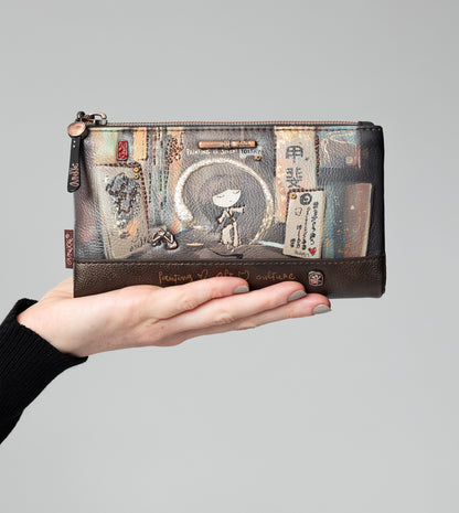 SHŌEN Portemonnaie Braun Kunst-Print