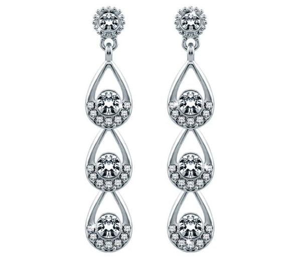 Steckohringe Weißgold – Swarovski-Kristalle, 4 cm