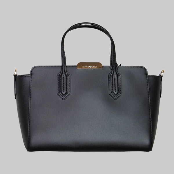 Leather Handbag Black - Detachable Strap & Dust Bag