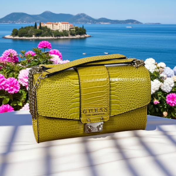 Cleo Shoulder Bag Dark Yellow Croco Faux Leather